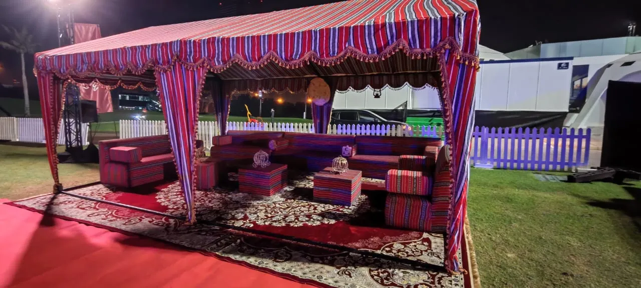 Arabic event tent with majlis seating