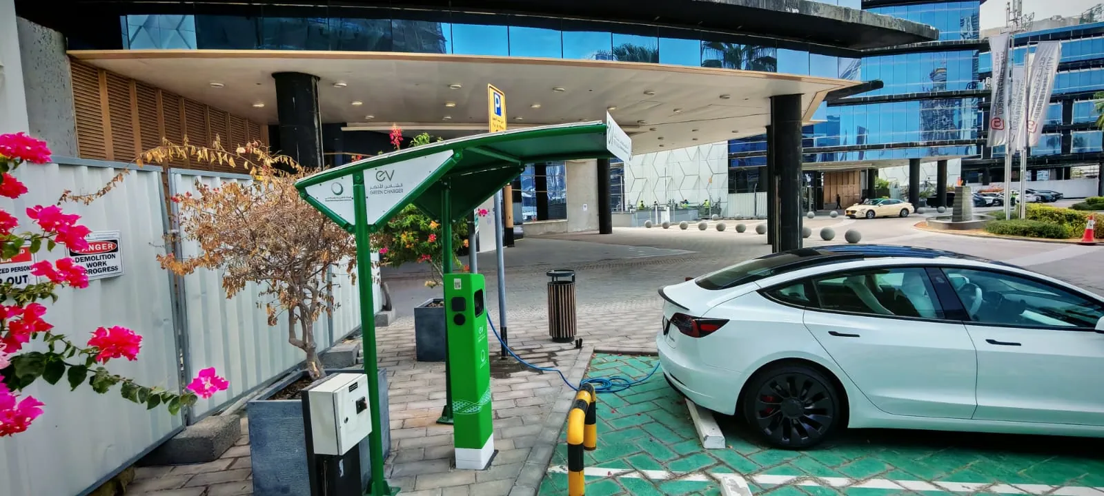 EV charging station shade, Dubai
